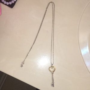 Long heart key necklace